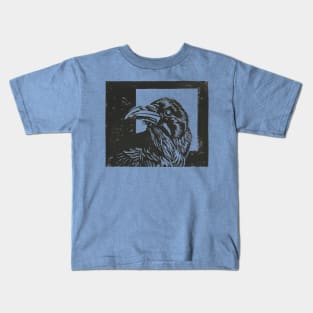 A Crow, Linoprint Kids T-Shirt